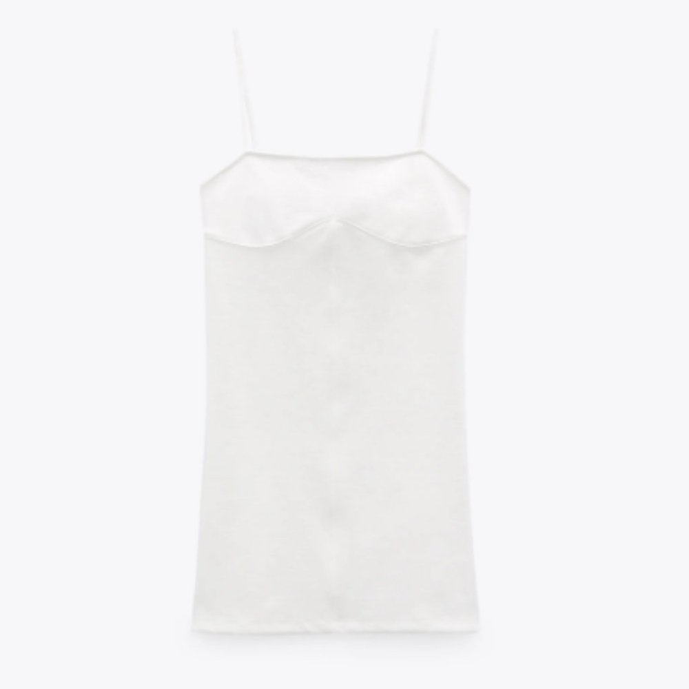 Zara STRAPPY DRESS Oyster White